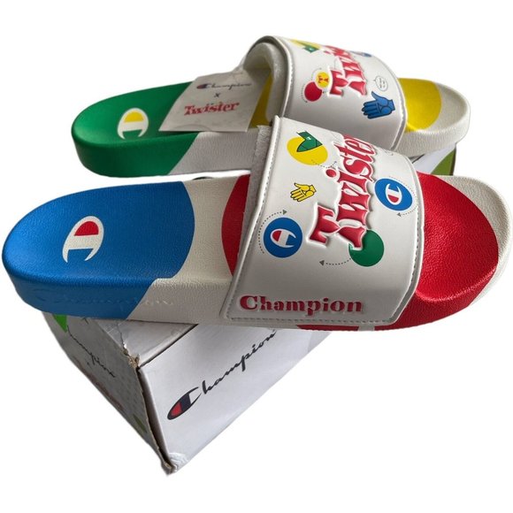 ⚽️Men’s Slides Size 11 Champion IPO Twister White Multi - Picture 2 of 12